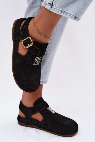Damesandalen van natuurlijk suede Big Star TT274544 zwart