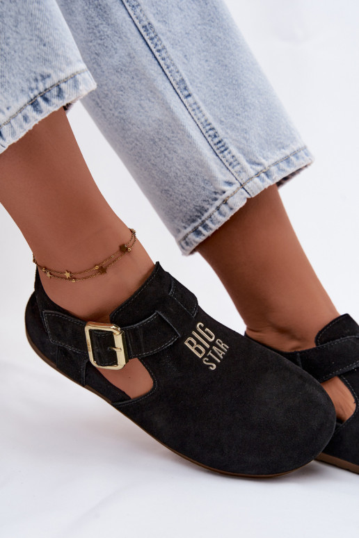 Damesandalen van natuurlijk suede Big Star TT274544 zwart