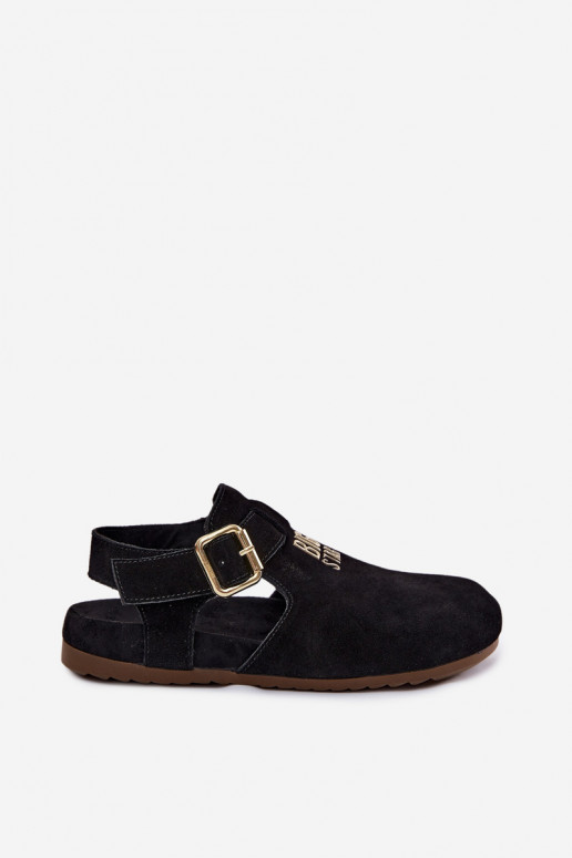Damesandalen van natuurlijk suede Big Star TT274544 zwart