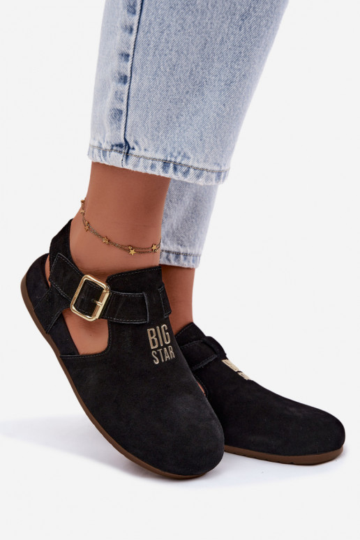 Damesandalen van natuurlijk suede Big Star TT274544 zwart