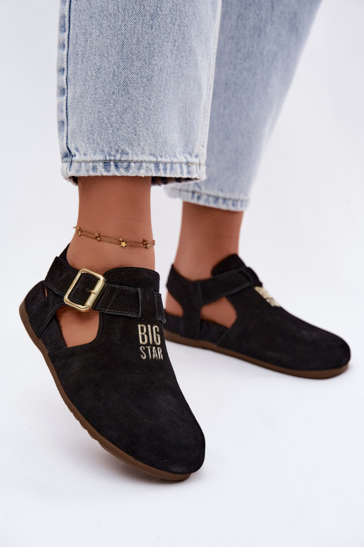 Damesandalen van natuurlijk suede Big Star TT274544 zwart