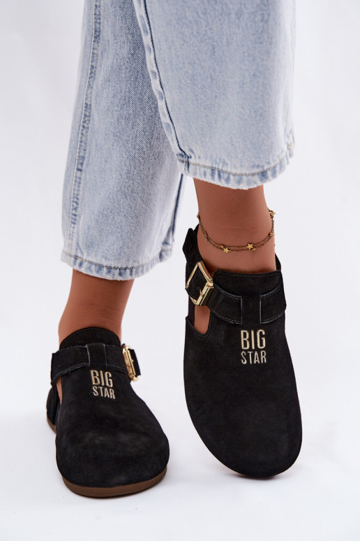 Damesandalen van natuurlijk suede Big Star TT274544 zwart