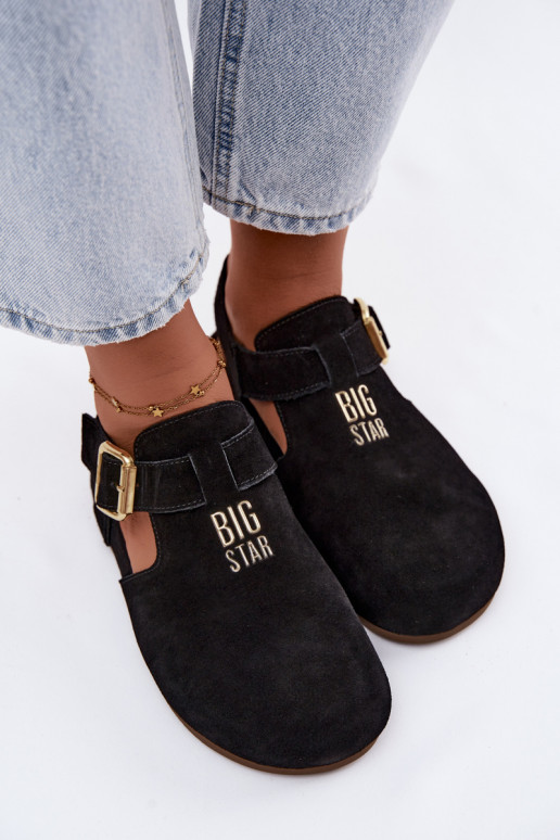 Damesandalen van natuurlijk suede Big Star TT274544 zwart