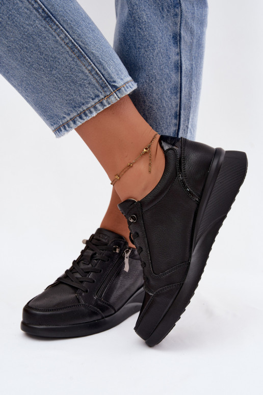 Dames sneakers met platform Vinceza 79644 zwarte kleur