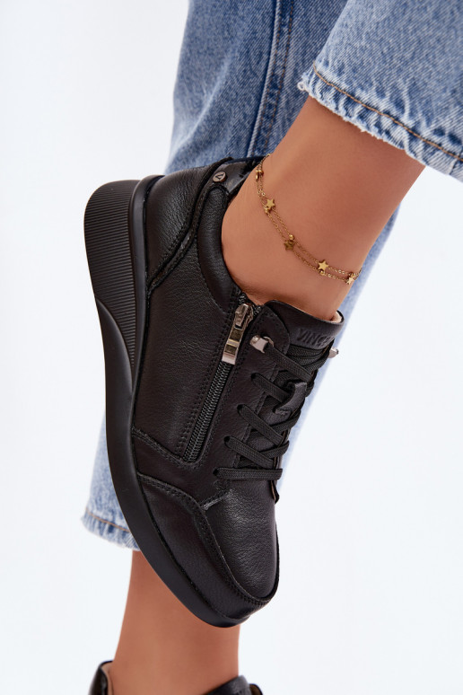 Dames sneakers met platform Vinceza 79644 zwarte kleur