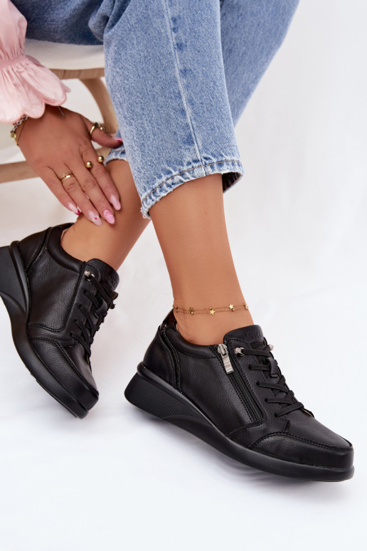 Dames sneakers met platform Vinceza 79644 zwarte kleur