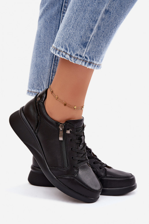 Dames sneakers met platform Vinceza 79644 zwarte kleur