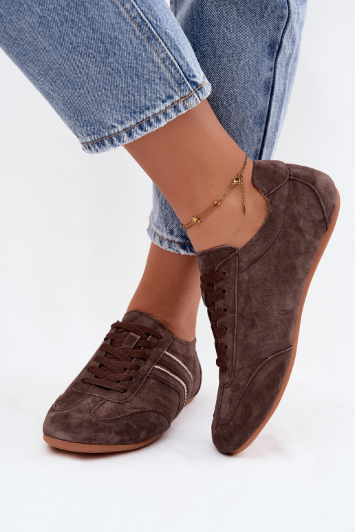Heren sneakers van kunstsuède Sombra chocolade kleur