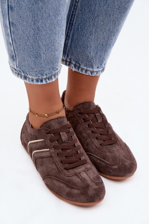 Heren sneakers van kunstsuède Sombra chocolade kleur
