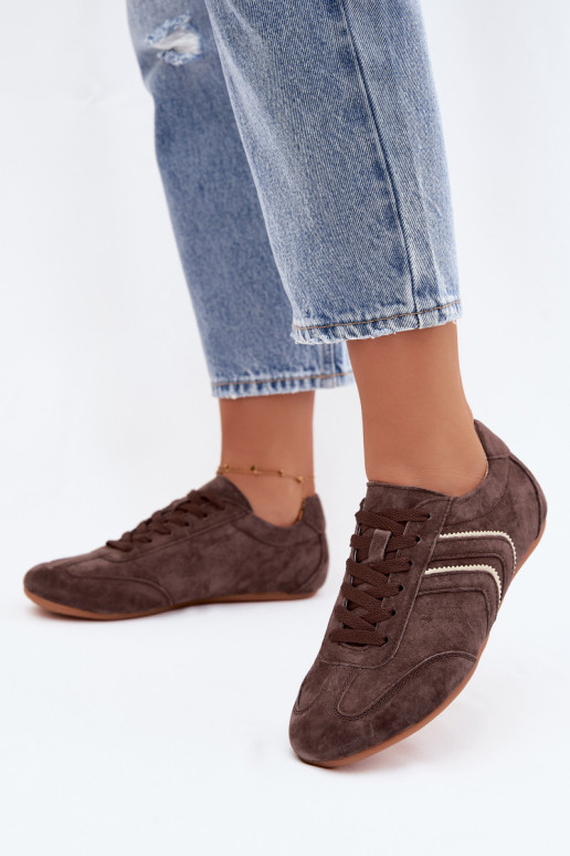 Heren sneakers van kunstsuède Sombra chocolade kleur