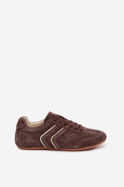 Heren sneakers van kunstsuède Sombra chocolade kleur