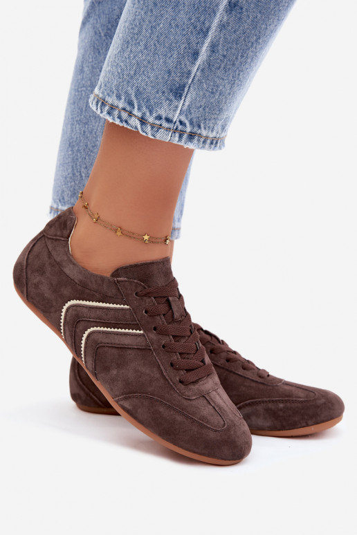 Heren sneakers van kunstsuède Sombra chocolade kleur
