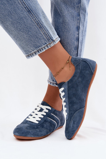 Heren sneakers van kunstsuède Sombra blauwe kleur 2