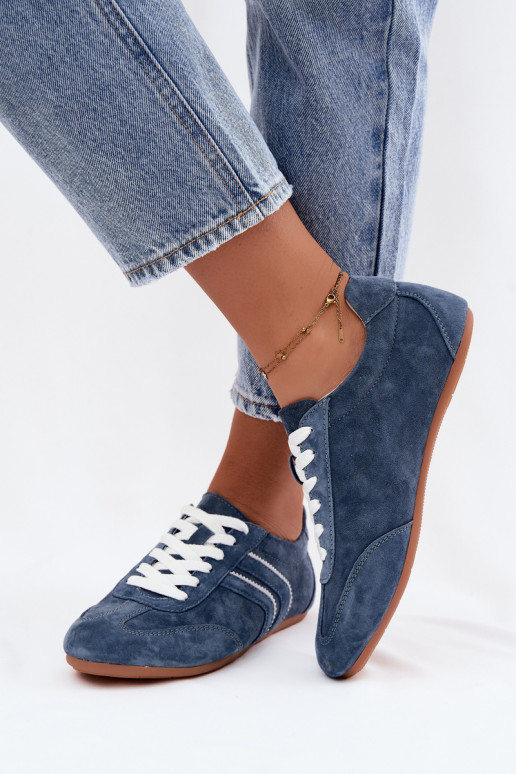 Heren sneakers van kunstsuède Sombra blauwe kleur