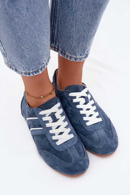 Heren sneakers van kunstsuède Sombra blauwe kleur