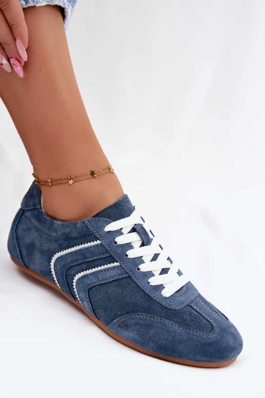 Heren sneakers van kunstsuède Sombra blauwe kleur