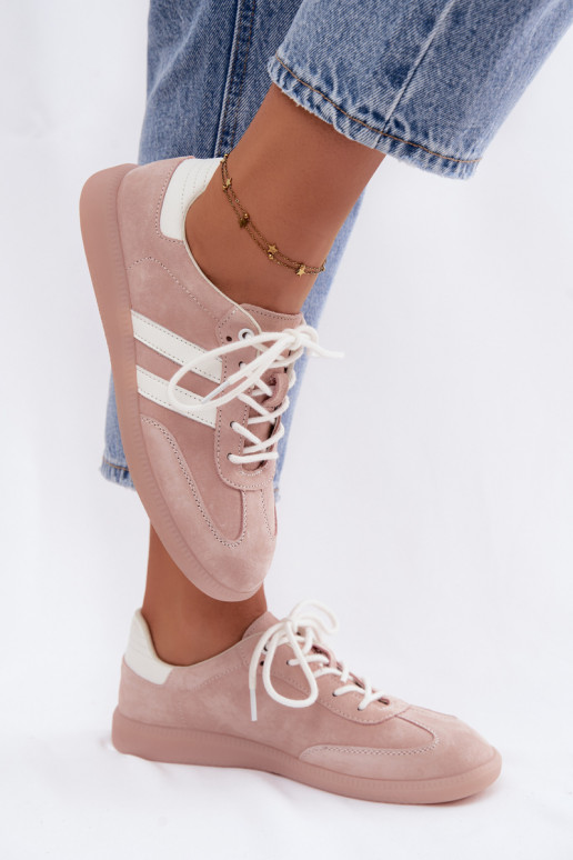 Heren sneakers van kunstsuède Ismina roze kleur