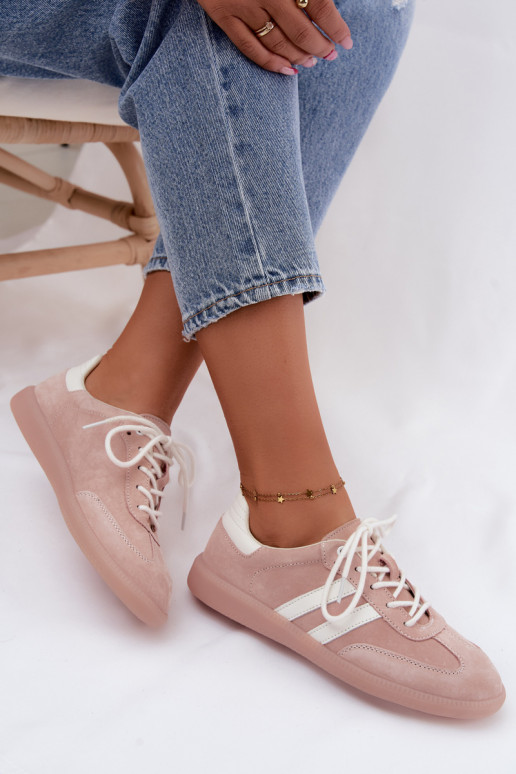 Heren sneakers van kunstsuède Ismina roze kleur