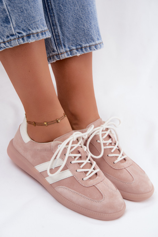Heren sneakers van kunstsuède Ismina roze kleur