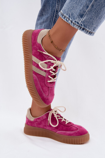 van suède Sneakers model schoenen Dames met platform roze-beige Het heeftrisae