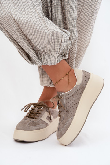 Sneakers model schoenen Dames met platform Met perforatie grijs Umbry