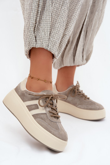 Sneakers model schoenen Dames met platform Met perforatie grijs Umbry 2