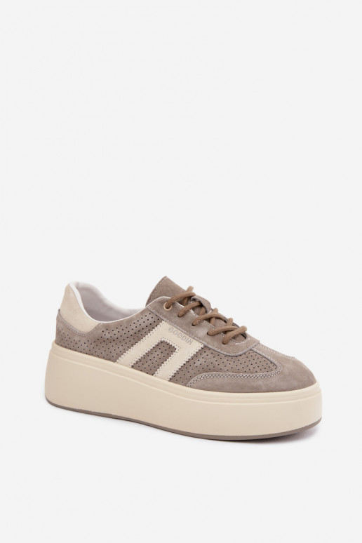 Grijze dames sneakers met platform en perforatie Umbry
