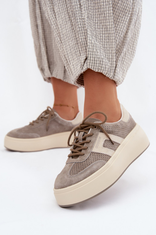Sneakers model schoenen Dames met platform Met perforatie grijs Umbry