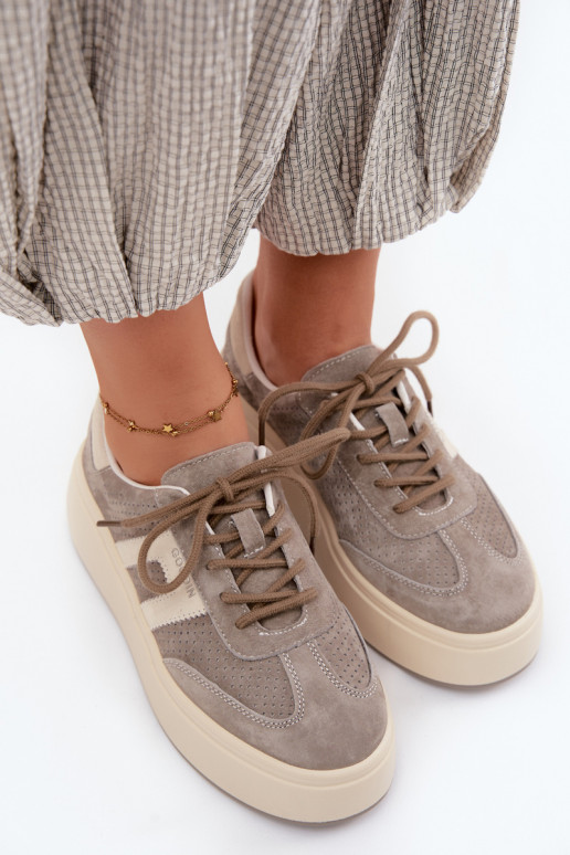 Grijze dames sneakers met platform en perforatie Umbry