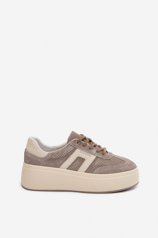 Grijze dames sneakers met platform en perforatie Umbry
