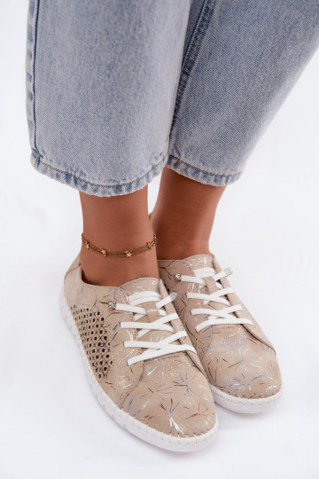 Zandkleurige patroon schoenen met uitsnijdingen van faux suede Tenebra
