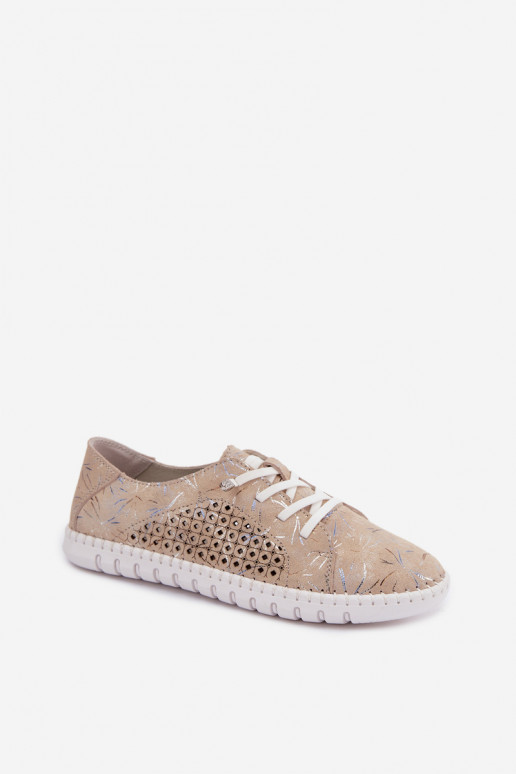 Zandkleurige patroon schoenen met uitsnijdingen van faux suede Tenebra