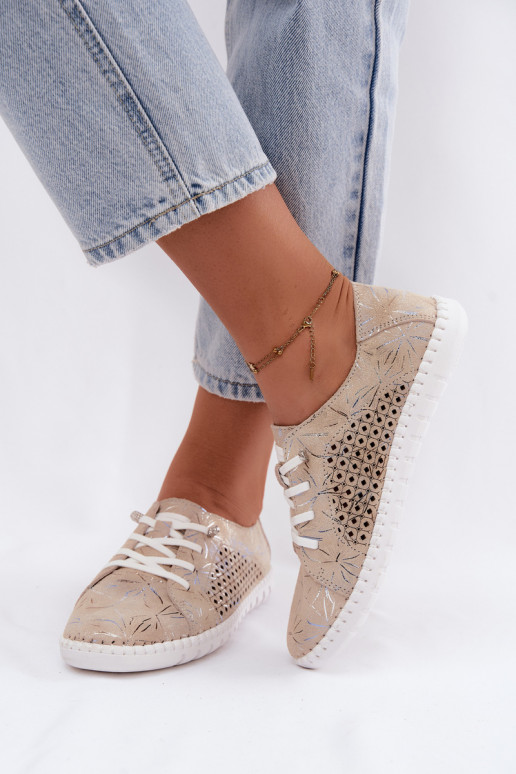 Zandkleurige patroon schoenen met uitsnijdingen van faux suede Tenebra