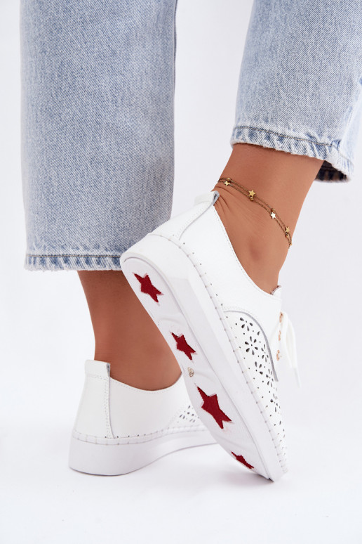 Witte dameschoenen met uitsnijdingen Softie