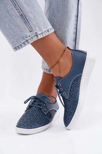 Donkerblauwe dameschoenen met uitsnijdingen Softie 2