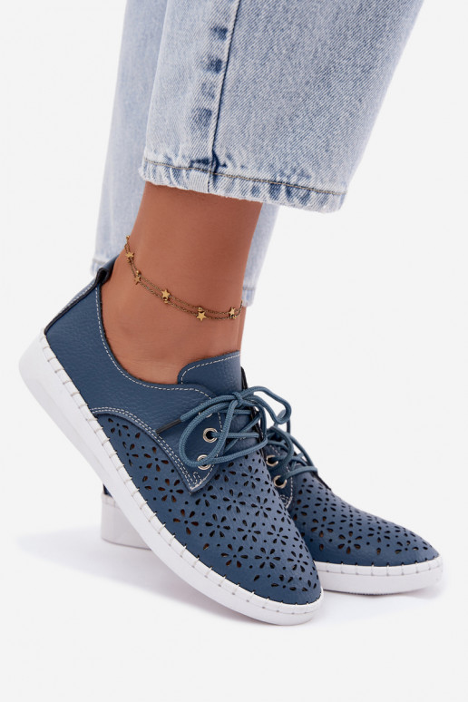 Donkerblauwe dameschoenen met uitsnijdingen Softie