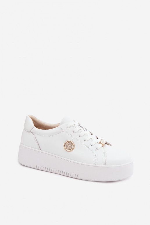 Leer Sneakers model schoenen Dames met platform Initte kleur Dainty