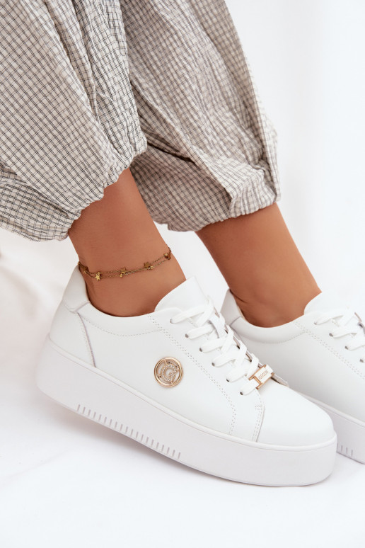Leer Sneakers model schoenen Dames met platform Initte kleur Dainty