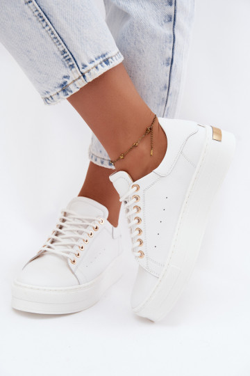 Witte dames sneakers met platform Zazoo N408S7