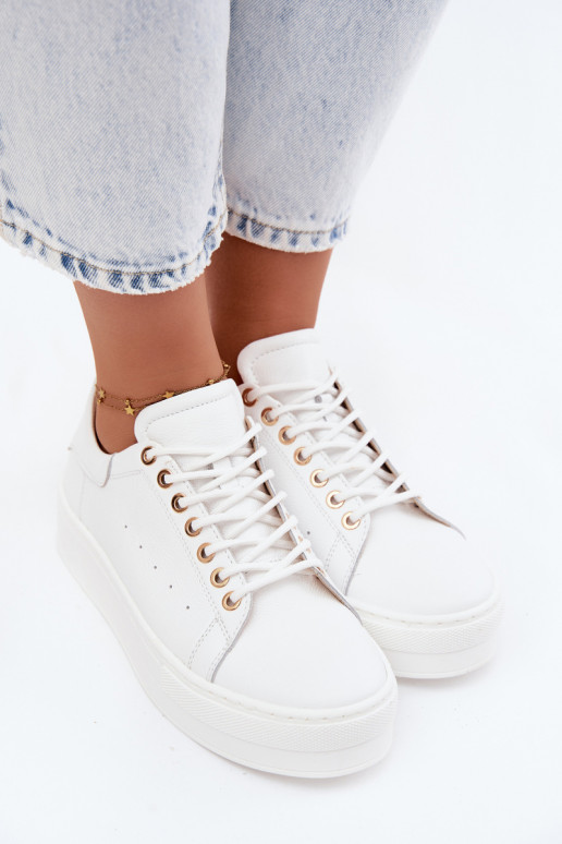 Leer Sneakers model schoenen Dames met platform Zazoo N408S7 Initte kleur