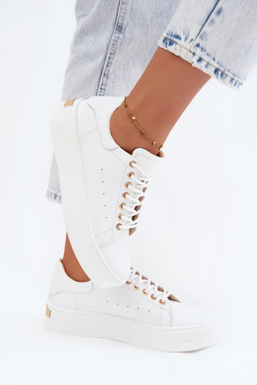 Leer Sneakers model schoenen Dames met platform Zazoo N408S7 Initte kleur