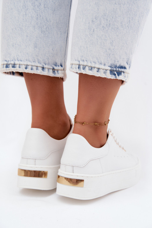 Leer Sneakers model schoenen Dames met platform Zazoo N408S7 Initte kleur