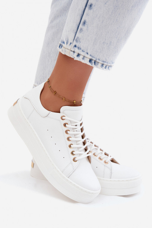 Leer Sneakers model schoenen Dames met platform Zazoo N408S7 Initte kleur