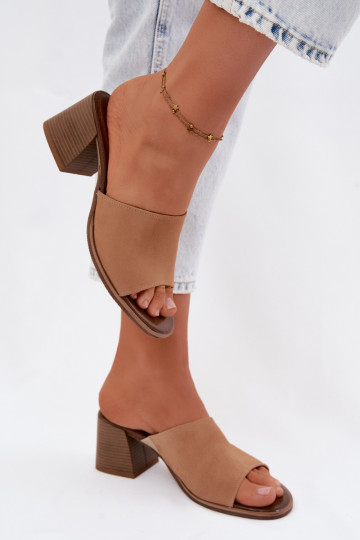 Beige dames faux suede hakslippers Zazoo