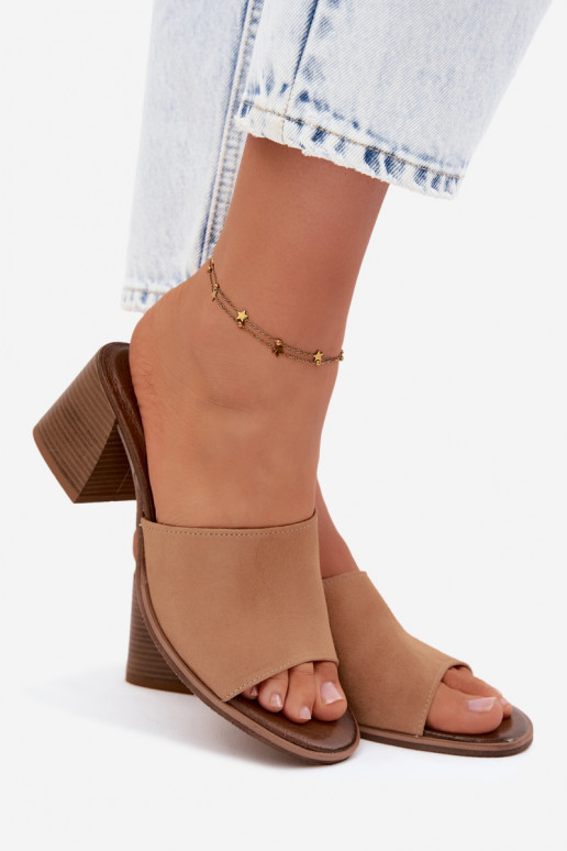 Beige dames faux suede hakslippers Zazoo