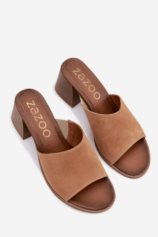 Beige dames faux suede hakslippers Zazoo