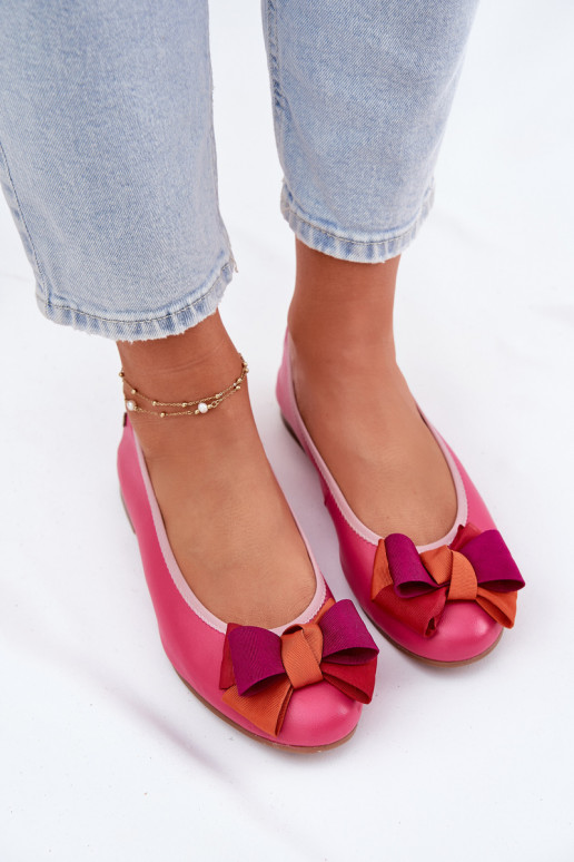 Roze ballerina's met strikjes Tai turiciejka P6801-15