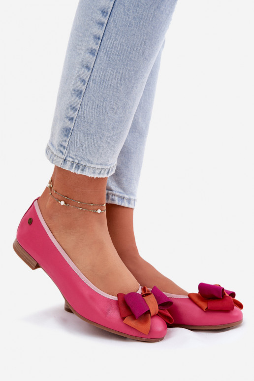 Roze ballerina's met strikjes Tai turiciejka P6801-15