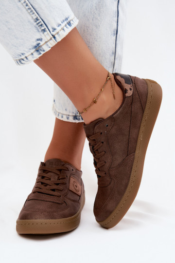 met glans Sneakers model schoenen Dames Big Star UU274017 bruine kleur