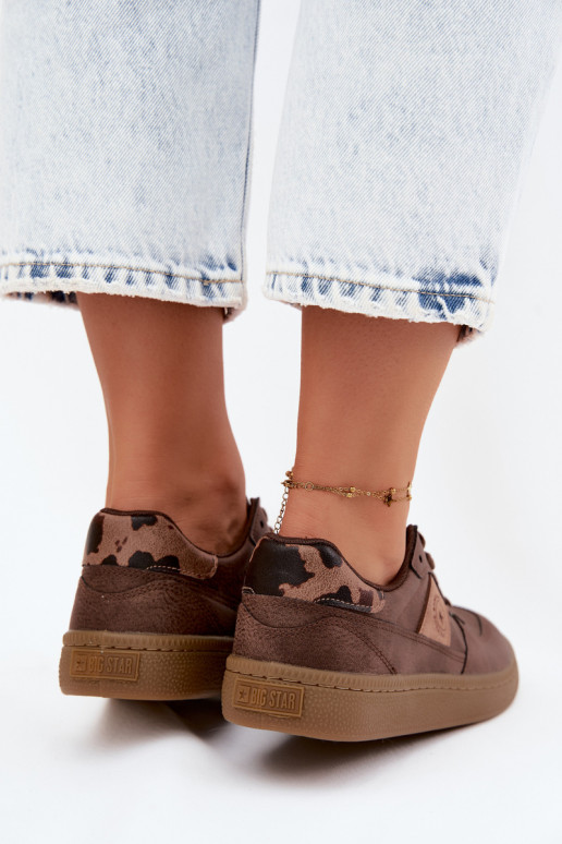 Glanzende sneakers voor dames Big Star UU274017 in bruine kleur